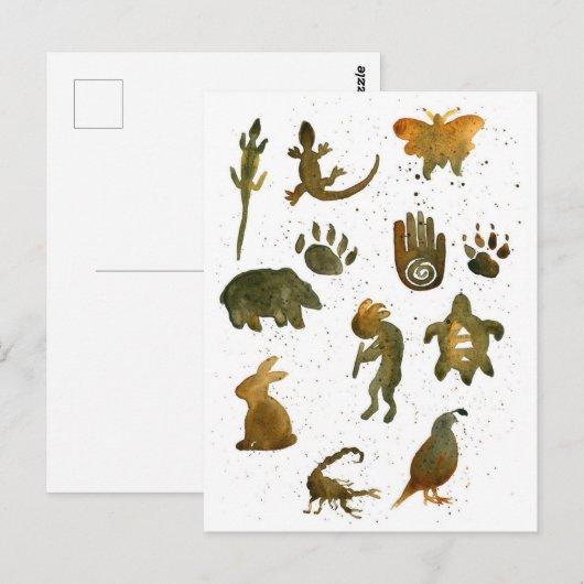 Petroglyph Symbolen Beer Healer's Hand Cave Artwor Briefkaart (Voorkant / Achterkant)