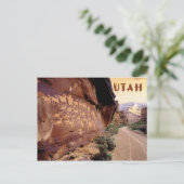 Petroglyph van de Grote Hunt, Nine Mile Canyon, UT Briefkaart (Staand voorkant)