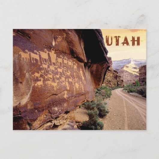 Petroglyph van de Grote Hunt, Nine Mile Canyon, UT Briefkaart (Voorkant)