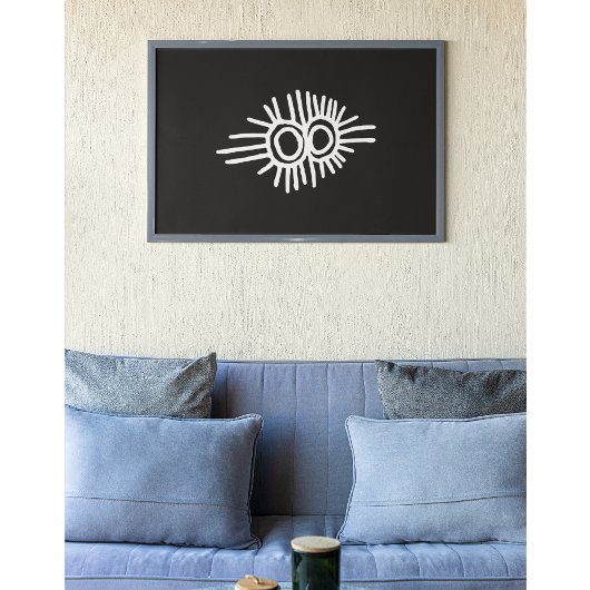 Petroglyph van een eclips van de zon en de maan poster