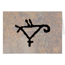Petroglyph van een gestileerde papegaai