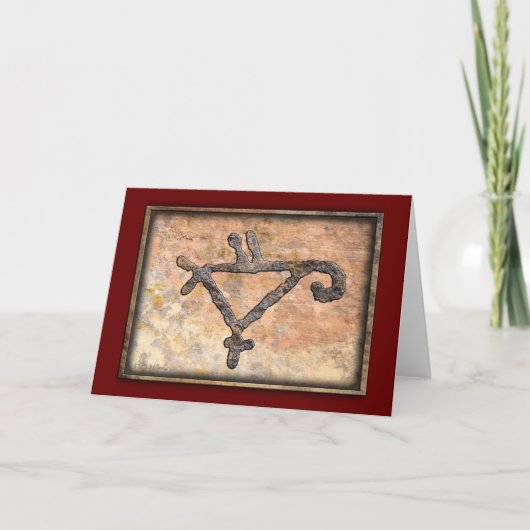 Petroglyph van een gestileerde papegaai bedankkaart (Voorkant)