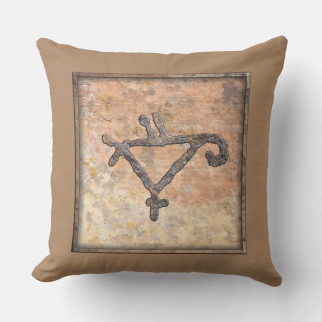 Petroglyph van een gestileerde papegaai buitenkussen (Voorkant)