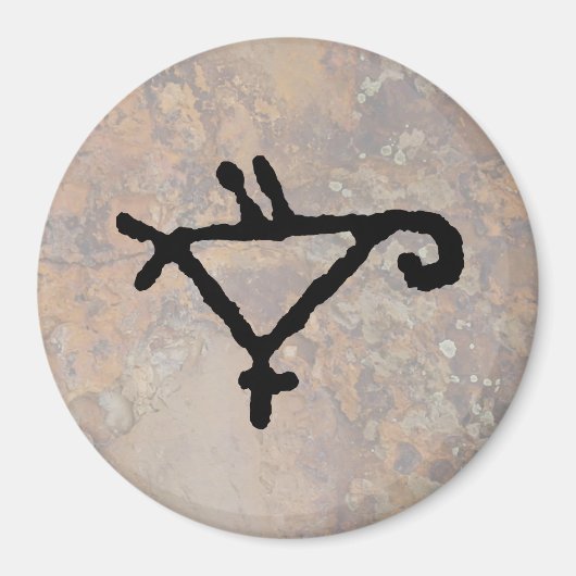 Petroglyph van een gestileerde papegaai magneet (Voorkant)