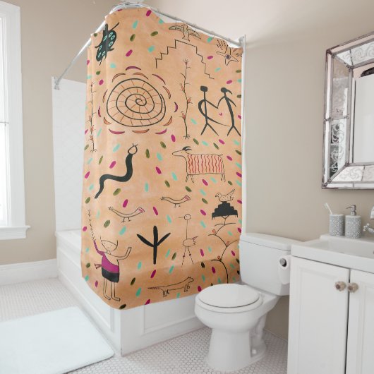 Petroglyphs 2-schoengordijn douchegordijn (In situ)