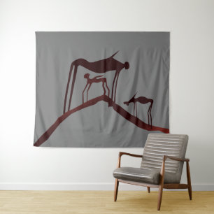 Petroglyphs Afrikaanse grotkunst - Oude dieren Wandkleed