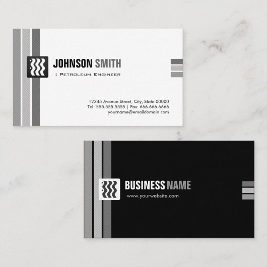 Petroleum Engineer - Creative Black White Visitekaartje (Voorkant / Achterkant)