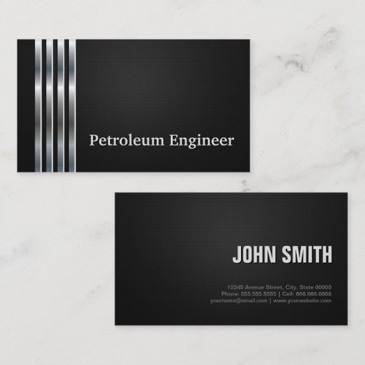 Petroleum Engineer Professional Black Silver Visitekaartje (Voorkant / Achterkant)