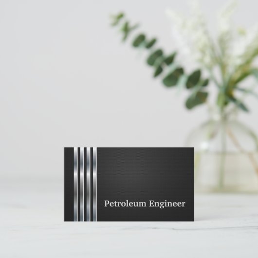 Petroleum Engineer Professional Black Silver Visitekaartje (Staand voorkant)