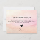 petroleumether en prosecco roze floral bridesmaid  notitiekaartje (Achterkant)