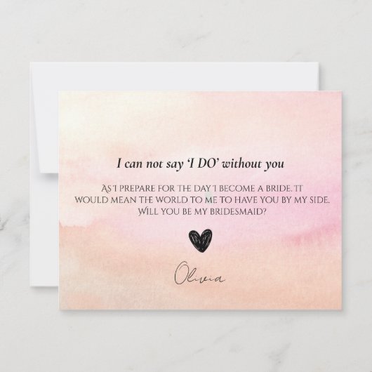 petroleumether en prosecco roze floral bridesmaid  notitiekaartje (Achterkant)