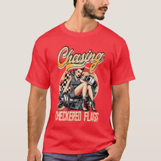 Petrolhead Caruning Jacht Geruite Vlag meisje T-shirt