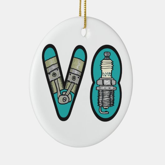 Petrolhead V8 Auto Enthusiast Keramisch Ornament (Rechts)