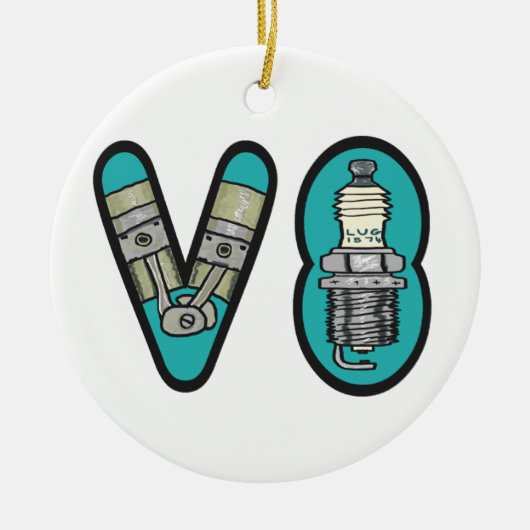 Petrolhead V8 Auto Enthusiast Keramisch Ornament (Voorkant)