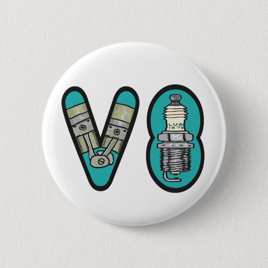 Petrolhead V8 Auto Enthusiast Ronde Button 5,7 Cm (Voorkant)