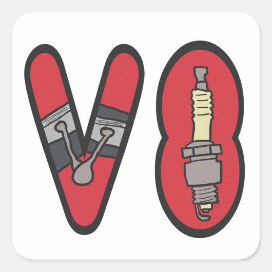 Petrolhead V8 Auto Enthusiast Vierkante Sticker (Voorkant)