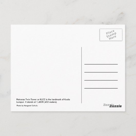 Petronas Twin Tower, KLCC Briefkaart (Achterkant)