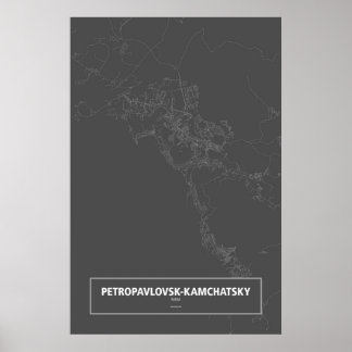Petropavlovsk-Kamchatsky, Rusland (wit op zwart) Poster