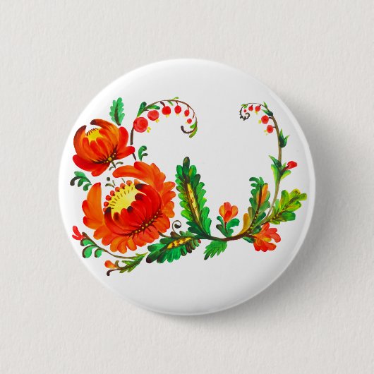 Petrykivka Oekraïense kunst Ronde Button 5,7 Cm (Voorkant)