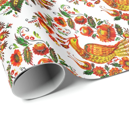 Petrykivka oekraïnse vuurvogel cadeaupapier (Rol Hoek)