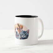 pets and dog tweekleurige koffiemok (Voorkant rechts)