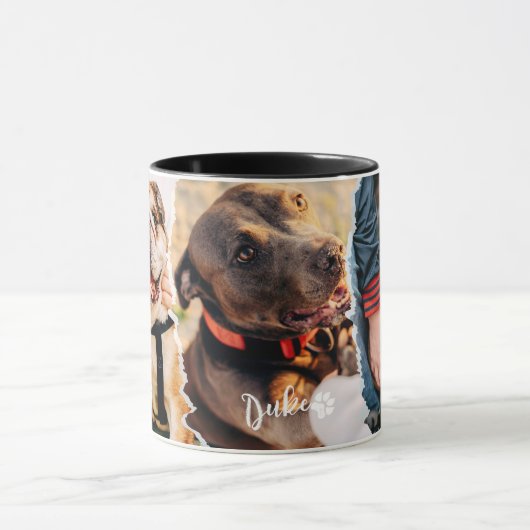 Pet's Cool Modern Eenvoudig Papier 3 Foto Sjabloon Mok (Midden)