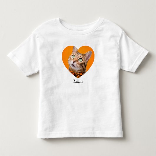 Pet's Cute Modern Typography Name and heart Photo Kinder Shirts (Voorkant)