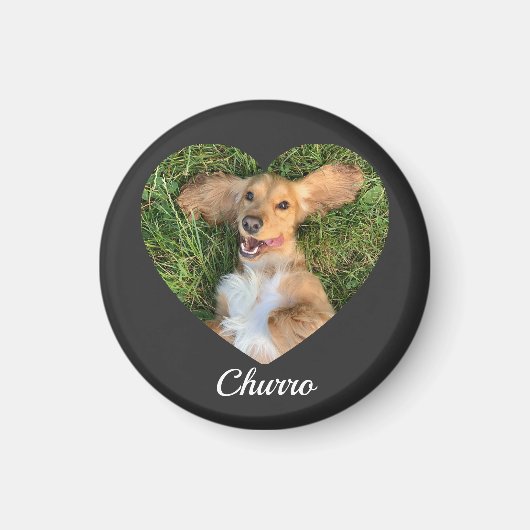 Pet's Cute Modern Typography Name and heart Photo Magneet (Voorkant)