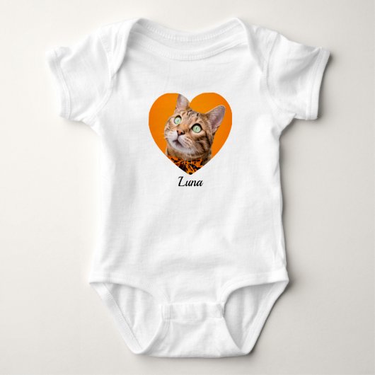 Pet's Cute Modern Typography Name and heart Photo Romper (Voorkant)