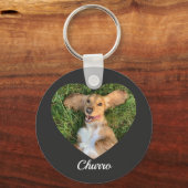 Pet's Cute Modern Typography Name and heart Photo Sleutelhanger (Voorkant)