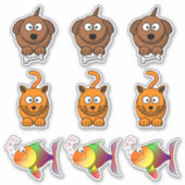 Pets Dog, Cat, Goldfish Pet Cartoon Sticker (Voorkant)