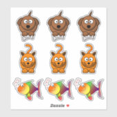 Pets Dog, Cat, Goldfish Pet Cartoon Sticker (Vel)