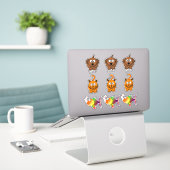 Pets Dog, Cat, Goldfish Pet Cartoon Sticker (Laptop op bureau)