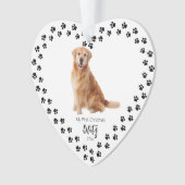 Pet's eerste kerst hart poot print foto ornament (voorkant)