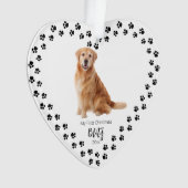 Pet's eerste kerst hart poot print foto ornament (voorkant)