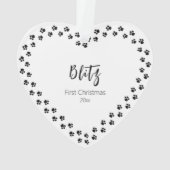 Pet's eerste kerst hart poot print foto ornament (achterkant)