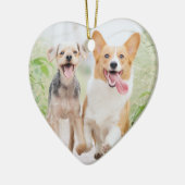 Pet's eerste kerstcadeautjes Blauwe Volledige foto Keramisch Ornament (Links)