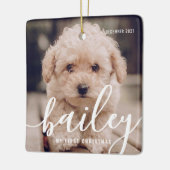 Pet's eerste kerstfeest eenvoudige moderne fotojaa keramisch ornament (Links)