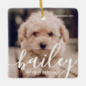 Pet's eerste kerstfeest eenvoudige moderne fotojaa keramisch ornament (Voorkant)
