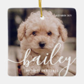Pet's eerste kerstfeest eenvoudige moderne fotojaa keramisch ornament (Voorkant)