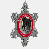 Pet's eerste kerstfoto tin sneeuwvlok ornament (Links)