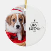 Pet's eerste kerstfotofeestdag keramisch ornament (Voorkant)