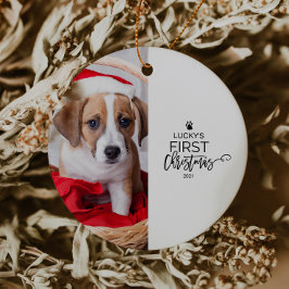 Pet's eerste kerstfotofeestdag keramisch ornament