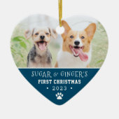 Pet's eerste kerstpagina's Blauwe foto Keramisch Ornament (Voorkant)