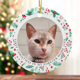 Pet's First Christmas 2 Foto Waterverf Stripes Keramisch Ornament