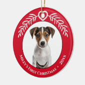 Pet's First Christmas Heart en verlaat het Ornamen Keramisch Ornament (Links)