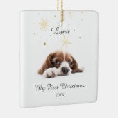 Pet's First Christmas in Forever Home Modern Keramisch Ornament (Rechts)