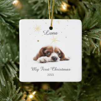 Pet's First Christmas in Forever Home Modern Keramisch Ornament