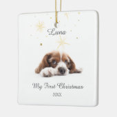 Pet's First Christmas in Forever Home Modern Keramisch Ornament (Links)