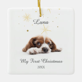 Pet's First Christmas in Forever Home Modern Keramisch Ornament